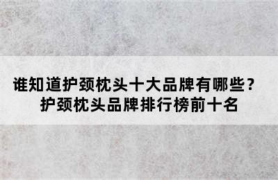 谁知道护颈枕头十大品牌有哪些？ 护颈枕头品牌排行榜前十名